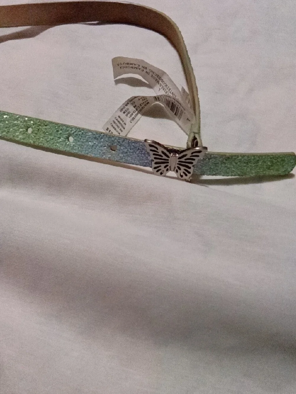 Cat & Jack Glitter Gradient Butterfly Buckle Belt in Green and Blue